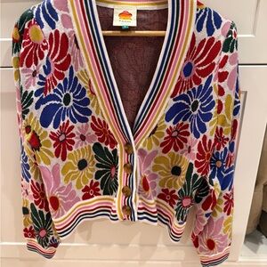 FARM RIO Sand Sunny Daisies Cardigan Medium